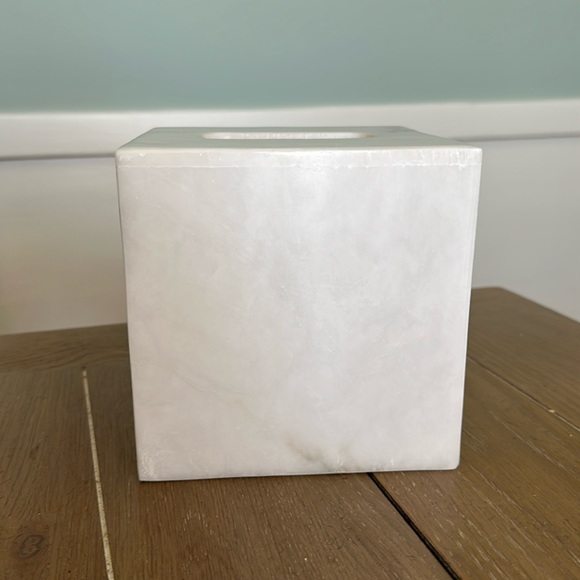 Genuine white alabaster marble stone tissue cover box vanity bathroom guest room - Picture 7 of 10
